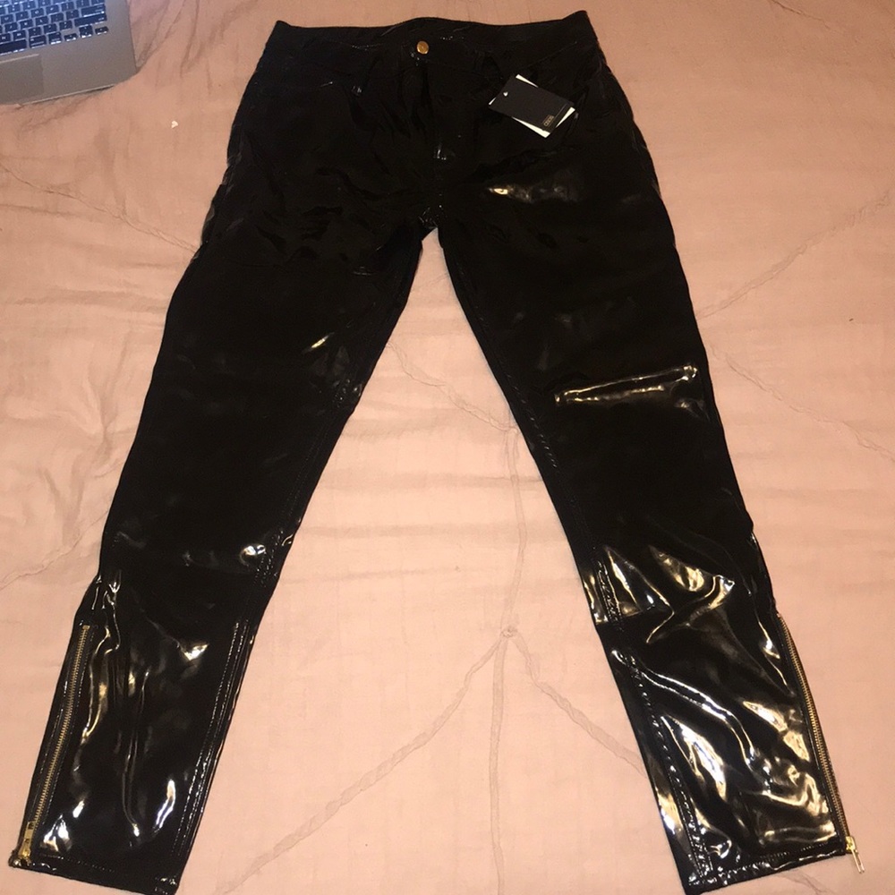 ASOS black faux leather/PVC pants
